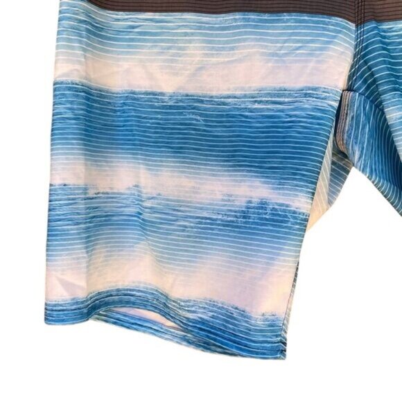 Hang Ten Board Blue Water White Grey Swim Trunks Shorts Size 38 - Picture 11 of 15